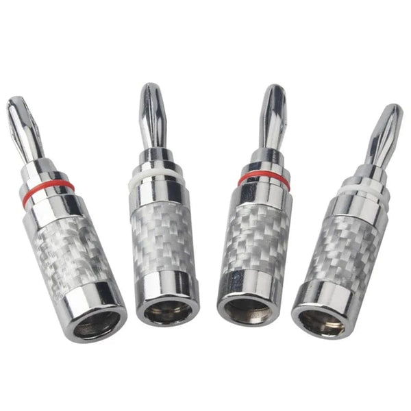 Planet Gates Banana Plug Connector Consumer Electronics Bananas Conector Audio Jack Rhodium Plated Carbon Fiber Screw Press Speaker Terminal