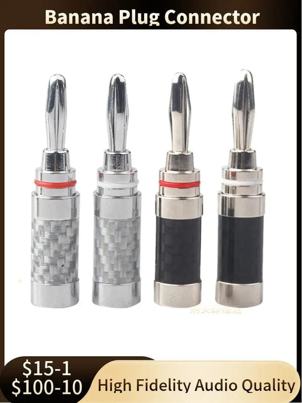 Planet Gates Banana Plug Connector Consumer Electronics Bananas Conector Audio Jack Rhodium Plated Carbon Fiber Screw Press Speaker Terminal