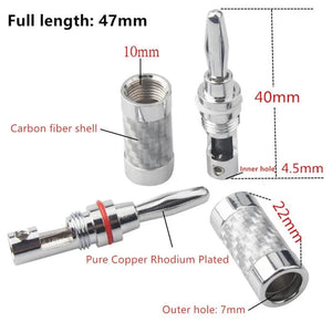 Planet Gates Banana Plug Connector Consumer Electronics Bananas Conector Audio Jack Rhodium Plated Carbon Fiber Screw Press Speaker Terminal