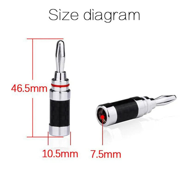 Planet Gates Banana Plug Connector Consumer Electronics Bananas Conector Audio Jack Rhodium Plated Carbon Fiber Screw Press Speaker Terminal