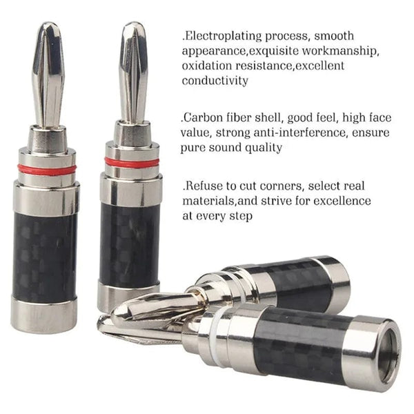 Planet Gates Banana Plug Connector Consumer Electronics Bananas Conector Audio Jack Rhodium Plated Carbon Fiber Screw Press Speaker Terminal