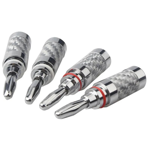 Planet Gates Banana Plug Connector Consumer Electronics Bananas Conector Audio Jack Rhodium Plated Carbon Fiber Screw Press Speaker Terminal