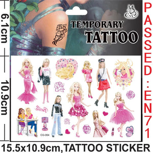 Planet Gates Barbie Tattoo Stickers Cute Cartoon pink Girls DIY Waterproof Sticker Cosplay Party Decoration Kids Christmas Gifts Toys