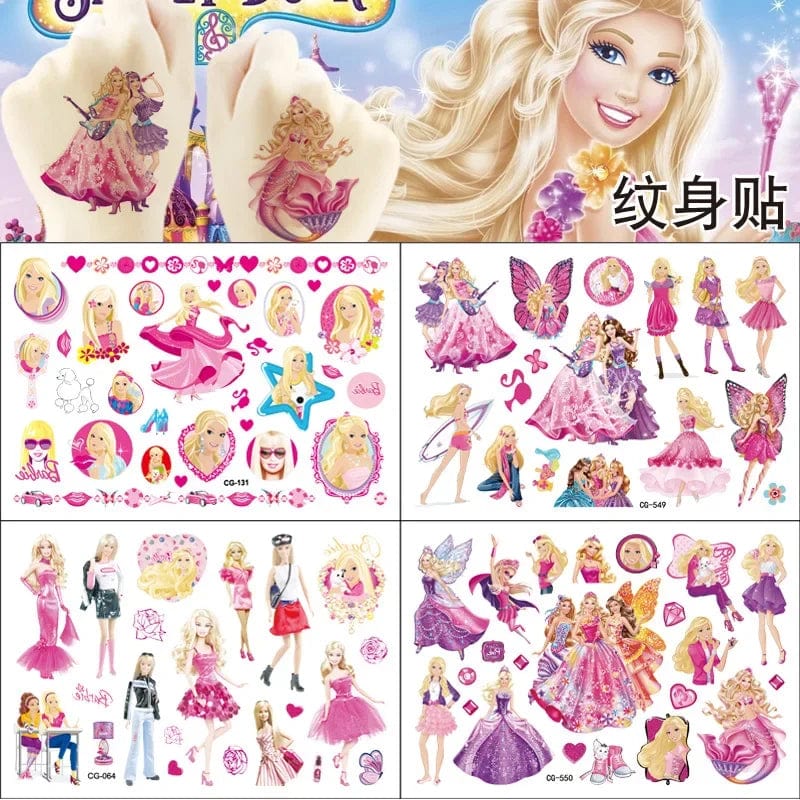 Planet Gates Barbie Tattoo Stickers Cute Cartoon pink Girls DIY Waterproof Sticker Cosplay Party Decoration Kids Christmas Gifts Toys
