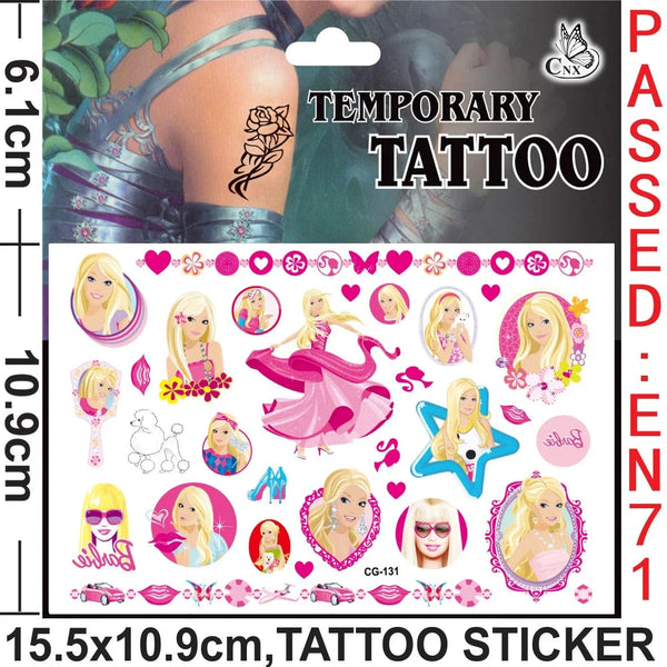 Planet Gates Barbie Tattoo Stickers Cute Cartoon pink Girls DIY Waterproof Sticker Cosplay Party Decoration Kids Christmas Gifts Toys