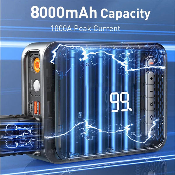 Planet Gates Baseus 2 In 1 Car Jump Starter Power Bank Air Compressor Inflator Pump 1000A Portable Power Station Car Battery Charger Booster