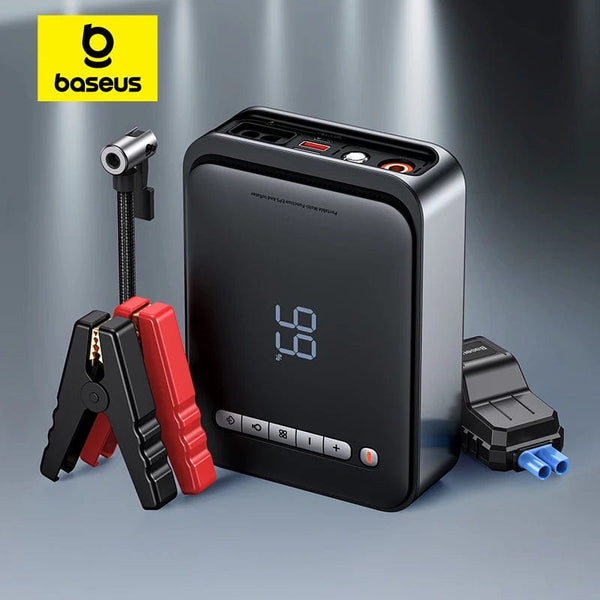 Planet Gates Baseus 2 In 1 Car Jump Starter Power Bank Air Compressor Inflator Pump 1000A Portable Power Station Car Battery Charger Booster