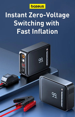 Planet Gates Baseus 2 In 1 Car Jump Starter Power Bank Air Compressor Inflator Pump 1000A Portable Power Station Car Battery Charger Booster
