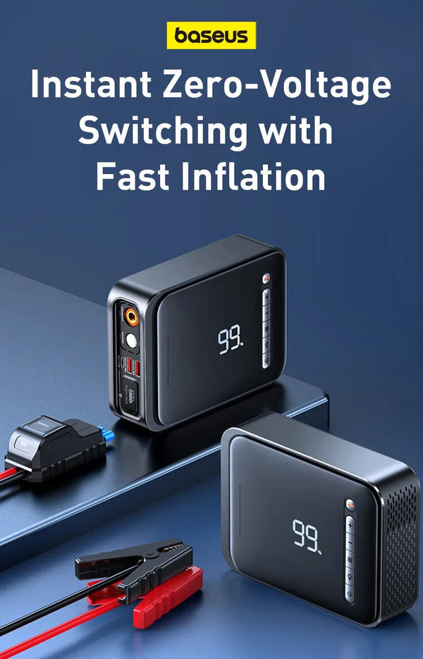 Planet Gates Baseus 2 In 1 Car Jump Starter Power Bank Air Compressor Inflator Pump 1000A Portable Power Station Car Battery Charger Booster