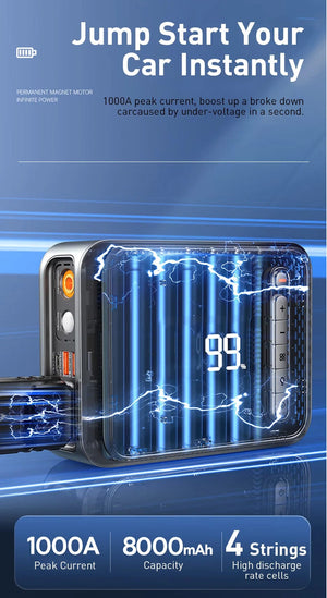 Planet Gates Baseus 2 In 1 Car Jump Starter Power Bank Air Compressor Inflator Pump 1000A Portable Power Station Car Battery Charger Booster