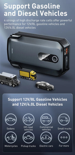 Planet Gates Baseus 20000mAh Car Jump Starter Power Bank 2000A 20000mAh Car Battery Charger Auto Emergency Booster Starting Device Jump Start