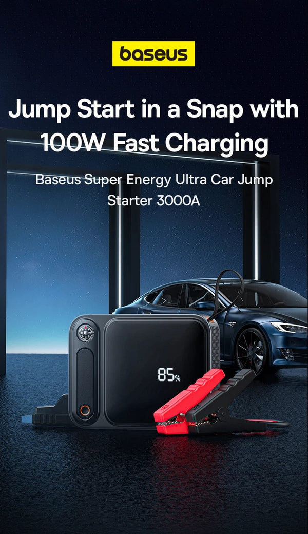 Planet Gates Baseus 3000A Car Jump Starter Power Bank 26800mAh Car Starting Device with PD 100W Fast Charging Car Battery Charger Booster