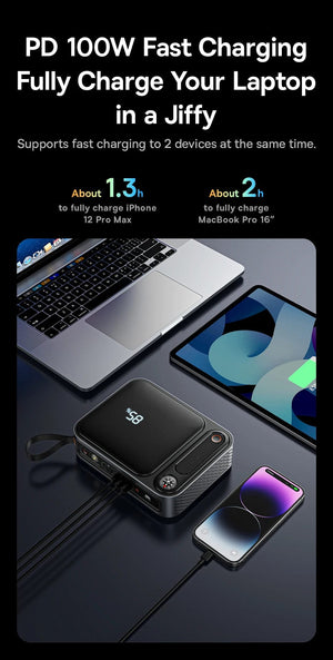 Planet Gates Baseus 3000A Car Jump Starter Power Bank 26800mAh Car Starting Device with PD 100W Fast Charging Car Battery Charger Booster
