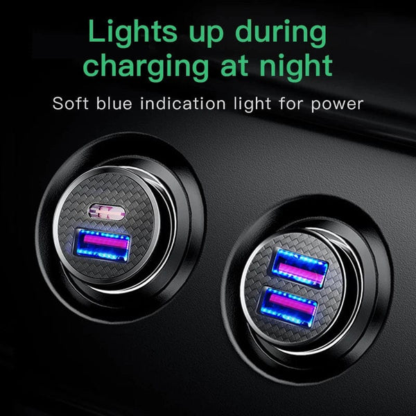 Planet Gates Baseus Dual USB Car Charger 5A Fast Charing 2 Port 12-24V Cigarette Socket Lighter Car USBC Charger for iPhone 12 Power Adapter