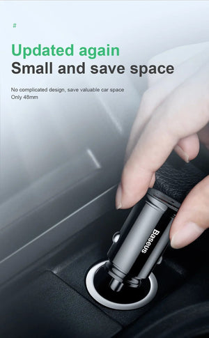 Planet Gates Baseus Dual USB Car Charger 5A Fast Charing 2 Port 12-24V Cigarette Socket Lighter Car USBC Charger for iPhone 12 Power Adapter