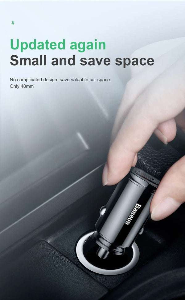 Planet Gates Baseus Dual USB Car Charger 5A Fast Charing 2 Port 12-24V Cigarette Socket Lighter Car USBC Charger for iPhone 12 Power Adapter