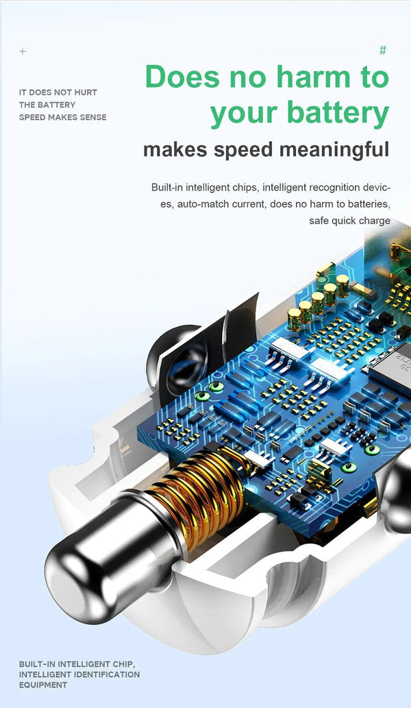 Planet Gates Baseus Dual USB Car Charger 5A Fast Charing 2 Port 12-24V Cigarette Socket Lighter Car USBC Charger for iPhone 12 Power Adapter