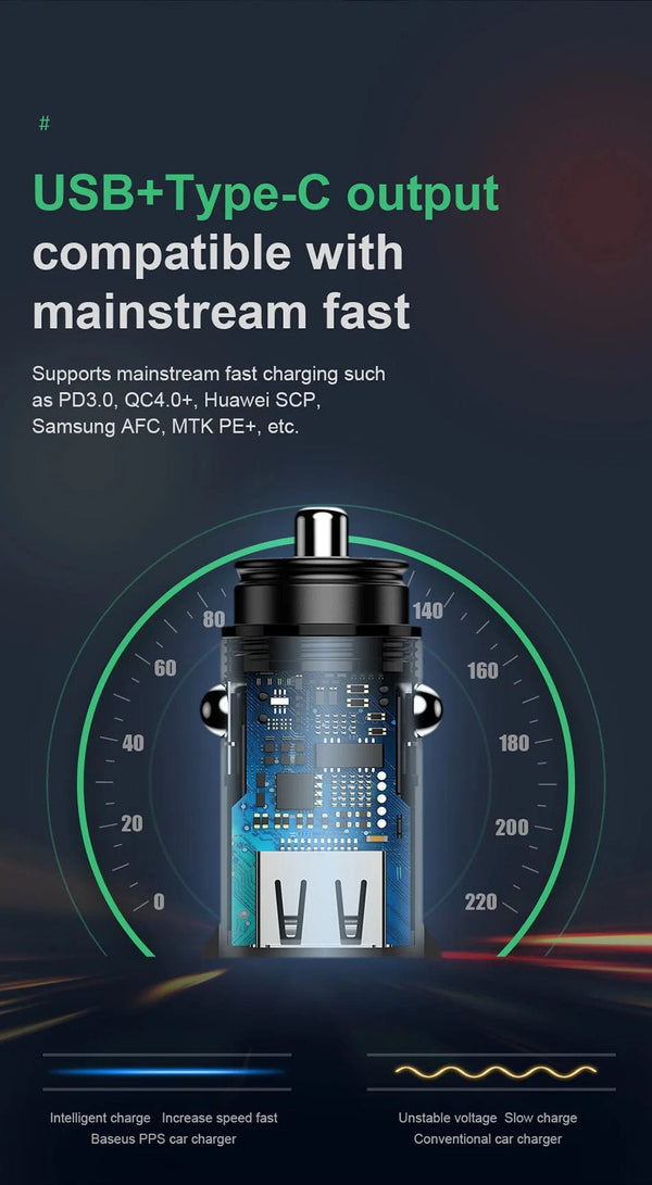 Planet Gates Baseus Dual USB Car Charger 5A Fast Charing 2 Port 12-24V Cigarette Socket Lighter Car USBC Charger for iPhone 12 Power Adapter