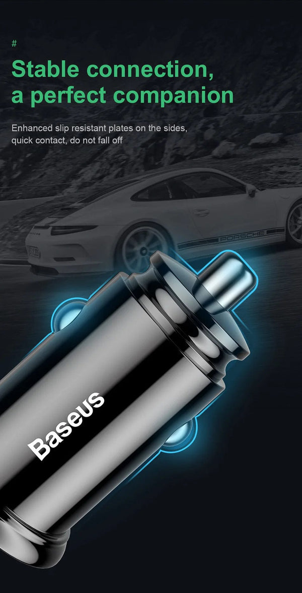 Planet Gates Baseus Dual USB Car Charger 5A Fast Charing 2 Port 12-24V Cigarette Socket Lighter Car USBC Charger for iPhone 12 Power Adapter