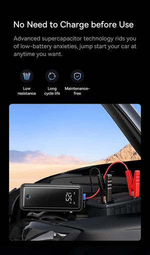 Planet Gates Baseus Super Capacitor Car Jump Starter 3000A Car Booster Device Charger Battery less Portable Car Starting for Emergency Device