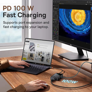 Planet Gates Baseus USB C HUB 4K 60Hz Type C to HDMI RJ45 PD 100W Adapter For Macbook iPad Pro Air M2 M1 Sumsang PC Accessories USB 3.0 HUB