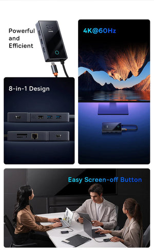 Planet Gates Baseus USB C HUB 4K 60Hz Type C to HDMI RJ45 PD 100W Adapter For Macbook iPad Pro Air M2 M1 Sumsang PC Accessories USB 3.0 HUB