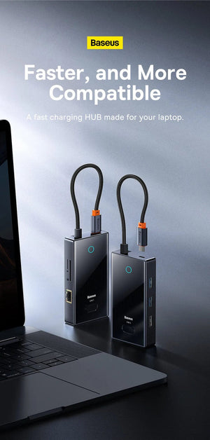 Planet Gates Baseus USB C HUB 4K 60Hz Type C to HDMI RJ45 PD 100W Adapter For Macbook iPad Pro Air M2 M1 Sumsang PC Accessories USB 3.0 HUB