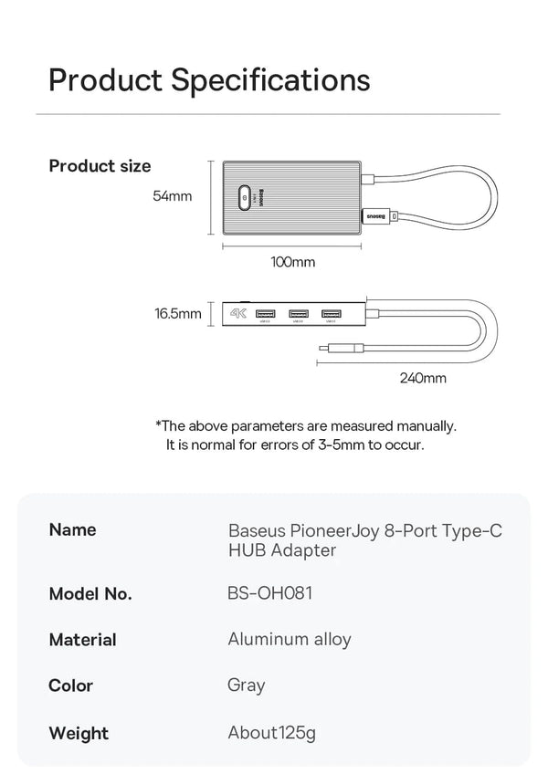Planet Gates Baseus USB C HUB 4K 60Hz Type C to HDMI RJ45 PD 100W Adapter For Macbook iPad Pro Air M2 M1 Sumsang PC Accessories USB 3.0 HUB