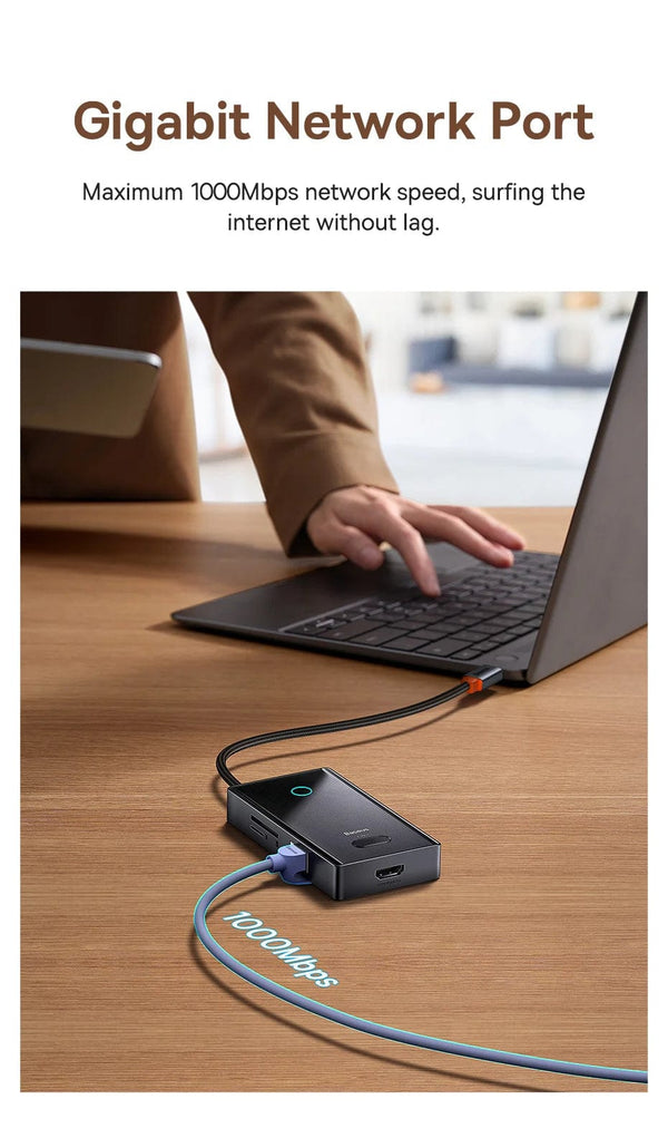 Planet Gates Baseus USB C HUB 4K 60Hz Type C to HDMI RJ45 PD 100W Adapter For Macbook iPad Pro Air M2 M1 Sumsang PC Accessories USB 3.0 HUB