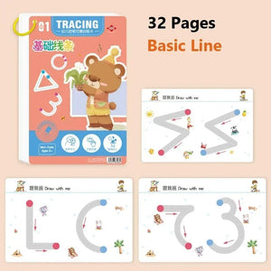 Planet Gates Basic Line Magical Tracing Workbook Educational Montessori Books for Children Pen Control Training Reusable Calligraphy Copybook for Kids