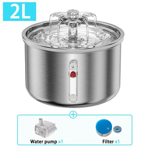 Planet Gates Basic Pet Stainless Steel Intelligent Induction Fountain Flower Cat Water Dispenser, Visual Water Level Automatic Cat Water dispenser