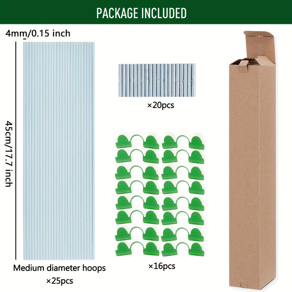 Planet Gates Basic Style 25pcs Rust-Free Fiberglass Garden Support Hoops - DIY 1.4-2.5ft Wide Grow Tunnel For Fabric & Plant Support Garden Stakes
