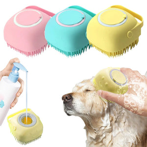 Planet Gates Bathroom Puppycat Washing Massage Dispenser Grooming Shower Brush Soft Silicone Dog Brush Pet Shampoo Massager Bath Brush