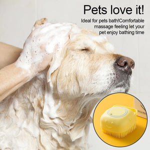 Planet Gates Bathroom Puppycat Washing Massage Dispenser Grooming Shower Brush Soft Silicone Dog Brush Pet Shampoo Massager Bath Brush