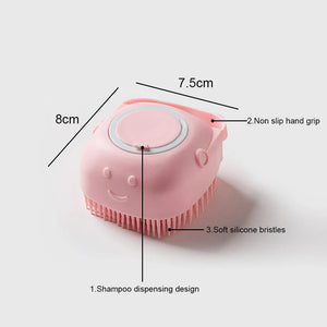 Planet Gates Bathroom Puppycat Washing Massage Dispenser Grooming Shower Brush Soft Silicone Dog Brush Pet Shampoo Massager Bath Brush