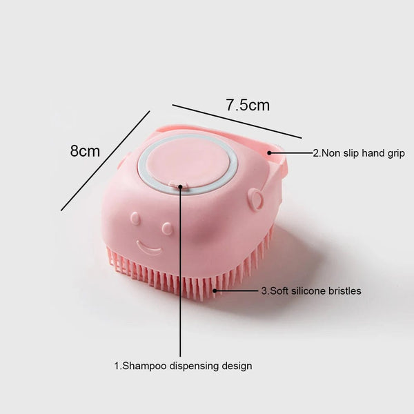 Planet Gates Bathroom Puppycat Washing Massage Dispenser Grooming Shower Brush Soft Silicone Dog Brush Pet Shampoo Massager Bath Brush