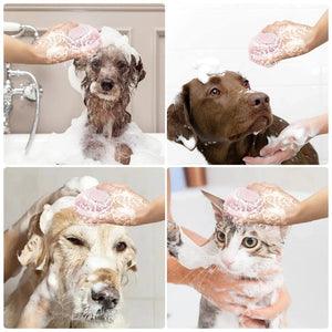 Planet Gates Bathroom Puppycat Washing Massage Dispenser Grooming Shower Brush Soft Silicone Dog Brush Pet Shampoo Massager Bath Brush