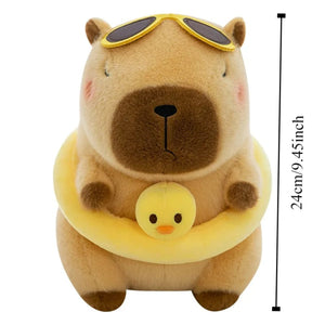 Planet Gates Beachwear Capybara Plush Toy Cute Simulation Yellow Duck Swim Ring Capibara Kawaii Stuffed Animals Birthday Travel Gifts