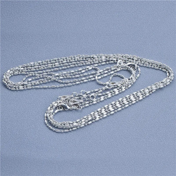 Planet Gates Bead Chain / 18 inch (45cm) 1pcs 925 Sterling Silver 16-30 Inches Rolo Bead Figaro Chain Necklace for Men Women 9 Designs Fashion Jewelry