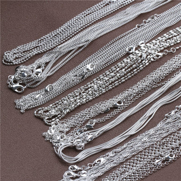 Planet Gates Bead Chain / 18 inch (45cm) 1pcs 925 Sterling Silver 16-30 Inches Rolo Bead Figaro Chain Necklace for Men Women 9 Designs Fashion Jewelry