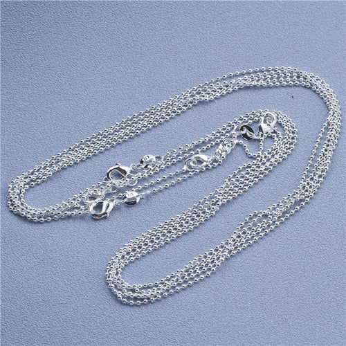 Planet Gates Bead Chain / 18 inch (45cm) 1pcs 925 Sterling Silver 16-30 Inches Rolo Bead Figaro Chain Necklace for Men Women 9 Designs Fashion Jewelry