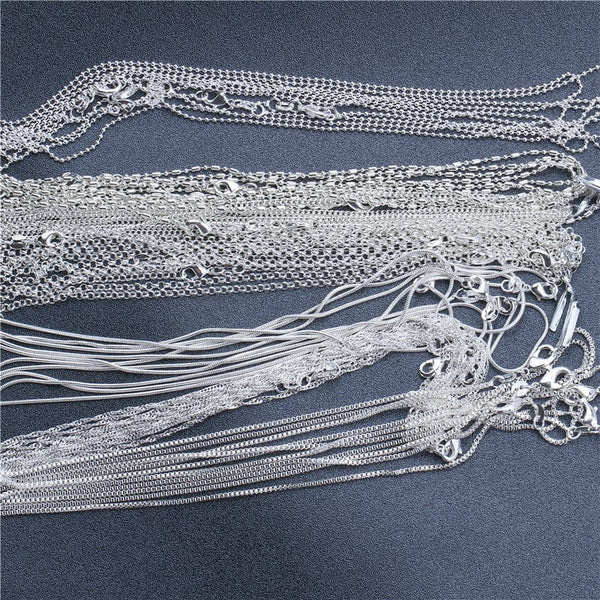 Planet Gates Bead Chain / 18 inch (45cm) 1pcs 925 Sterling Silver 16-30 Inches Rolo Bead Figaro Chain Necklace for Men Women 9 Designs Fashion Jewelry