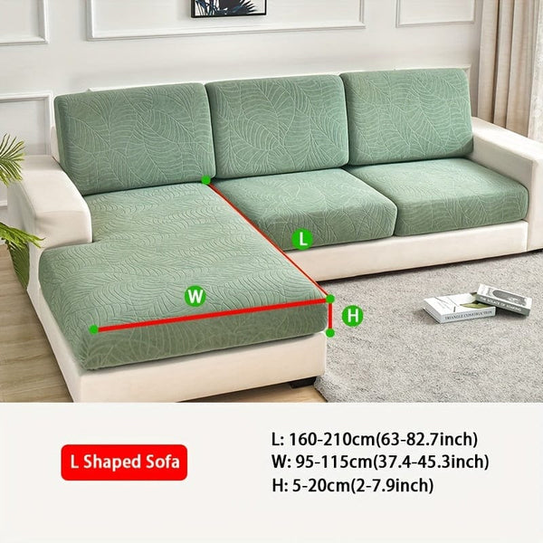 Planet Gates Bean Green / L Shaped Sofa Waterproof Jacquard Sofa Cover Large Leaf Design Retractable Washable Durable Elastic Slipcover for All Seasons Universal Modern Home Decor Furniture Protector