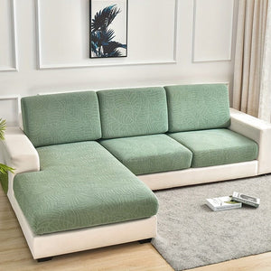 Planet Gates Bean Green / Plus S (1-Seater) Waterproof Jacquard Sofa Cover Large Leaf Design Retractable Washable Durable Elastic Slipcover for All Seasons Universal Modern Home Decor Furniture Protector