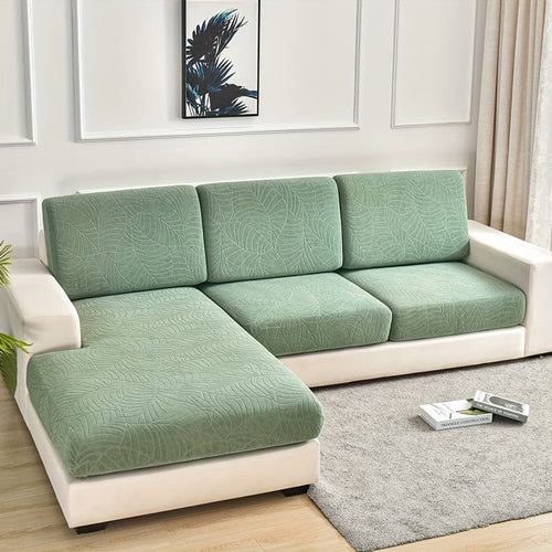 Planet Gates Bean Green / Plus S (1-Seater) Waterproof Jacquard Sofa Cover Large Leaf Design Retractable Washable Durable Elastic Slipcover for All Seasons Universal Modern Home Decor Furniture Protector