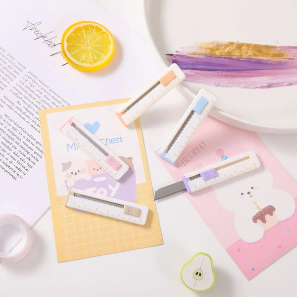 Planet Gates Bear paw-purple Cute Cartoon Cat Claw Mini Portable Retractable Paper Cutter Clouds Express Unboxer Paper Box Parcel Opener Utility Knife