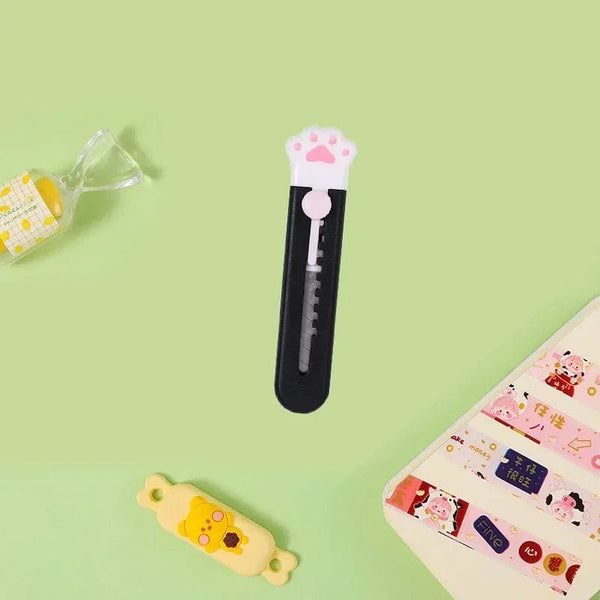 Planet Gates Bear paw-purple Cute Cartoon Cat Claw Mini Portable Retractable Paper Cutter Clouds Express Unboxer Paper Box Parcel Opener Utility Knife