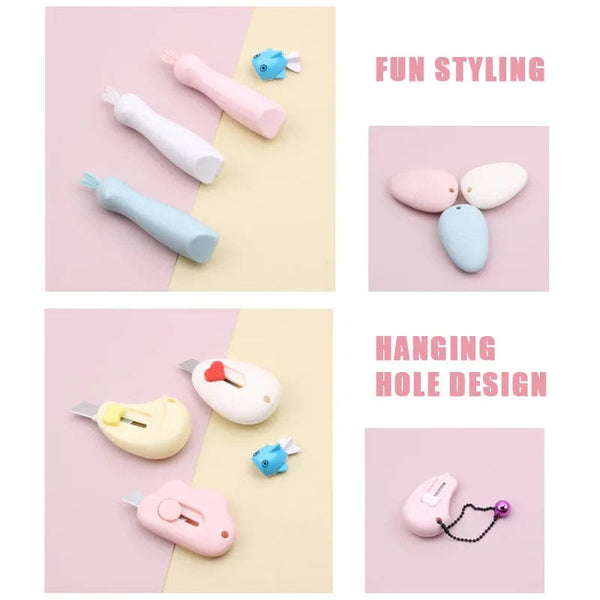 Planet Gates Bear paw-purple Cute Cartoon Cat Claw Mini Portable Retractable Paper Cutter Clouds Express Unboxer Paper Box Parcel Opener Utility Knife