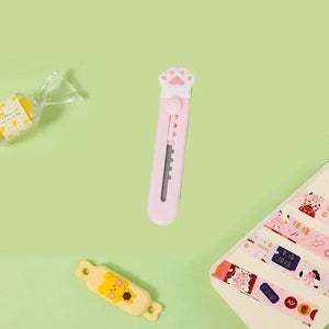 Planet Gates Bear paw-purple Cute Cartoon Cat Claw Mini Portable Retractable Paper Cutter Clouds Express Unboxer Paper Box Parcel Opener Utility Knife