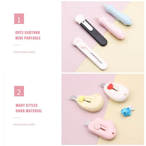 Planet Gates Bear paw-purple Cute Cartoon Cat Claw Mini Portable Retractable Paper Cutter Clouds Express Unboxer Paper Box Parcel Opener Utility Knife